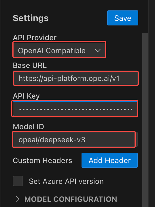 Configure API Parameters